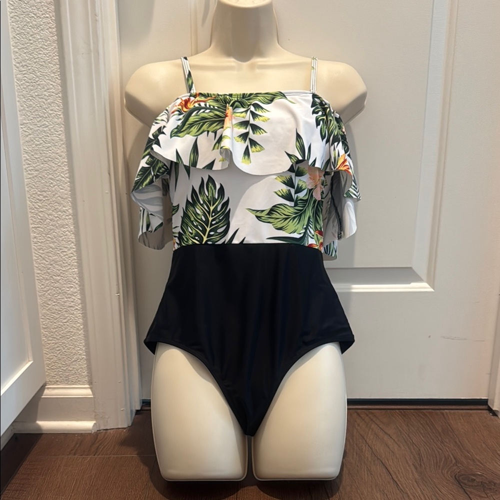 Tropical Off-Shoulder Swimsuit